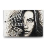Tabloshop Siyah Beyaz Kadın 125x80 cm Tablo