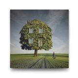 Tabloshop Sürreal Ağaç Ev 60x60 cm Tablo