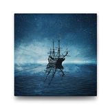 Tabloshop Yıldızlı Gökyüzü ve Gemi 70x70 cm Tablo