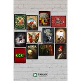 TABLOX 12 Parça Osmanlı Fatih Abdülhamid Yavuz Sultan Selim İmparator Tuğra Dekoratif MDF Tablo Seti Duvar