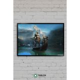 TABLOX God Of War Kratos Atreus Savaş Tanrısı Oyun Viking Çerçeve Görünümlü Dekoratif MDF Tablo