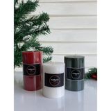 TabSecret Christmas Serisi 3'lü Dekoratif Mum Seti – Frambuaz, Çam ve Vanilya Kokulu, Kırmızı-Yeşil-Beyaz - Renkli - 3 Adet