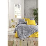 Tabu Home Dallı Desenli Gri Çift Kişilik Nevresim Takımı 200 x 220 cm Sarı Renk Detaylı - Gri - Sarı