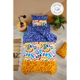 Tabu Home Doodle Renkli Çarşafı Lastikli Tek Kişilik Nevresim Takımı - 100 x 200 cm
