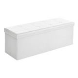 Tabure 120 Litre, Saklama Kutusu, Tabure, Katlanabilir, 300 Kg'A Kadar Yük, Sentetik Deri Kapak, Döşemeli, Beyaz Lsf702