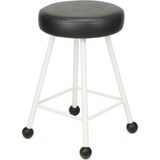 Tabure 47-55-65-75 cm Siyah Beyaz Bar Taburesi Suni Deri Döşeme Oturma Ahşap Topuz - Beyaz - Siyah - 47 CM