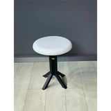 Tabure Beyaz Deri Puf Makyaj Masası Sandalyesi Metal Sandalye Tekli Çap 39 X Yükseklik 51 Cm