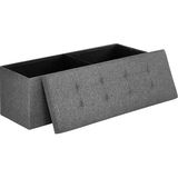 tabure, saklama alanı, sandık, saklama kutusu, katlanabilir, maks. statik yük 300 kg, bölücü, 120 litre, 38 x 110 x 38 cm, keten, koyu gri lsf77k