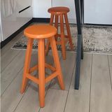 Taburecity -Ahşap Turuncu Renk Tabure -Bar Tabure-70 cm -1 Adet