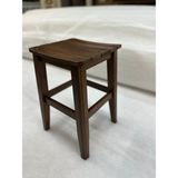 Taburecity-Ceviz Renk El Yapımı Ahşap Kavisli Tabure (40CM ) - Ahşap Rengi - 28x27x40