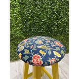 Taburecity-Sarı Renk Kumaş Döşemeli Ahşap Tabure -Sandalye -60 cm -1 Adet