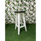 Taburecity -Siyah -Beyaz Ahşap Tabure -Bar Tabure( 45 Cm) 1 Adet - Beyaz - Siyah