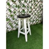 Taburecity-Siyah-Beyaz Ahşap Tabure -Bar Tabure ( 60 cm ) 1 Adet - Beyaz - Siyah