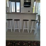 Taburecity-Siyah-Beyaz Ahşap Tabure - Bar Tabure ( 70 cm ) 1 Adet - Beyaz - Siyah