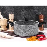 Taç 3399 Ultra Granit Derin Tencere 22 cm Döküm İç Yüzey ile Gri Renkli Tekli Kullanım