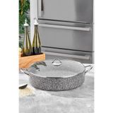 Taç 34 cm Ultra Granit Metal Kulplu Basık Tencere - Gri