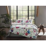 Taç Antibakteriyel Kumaşlı Taç Ranforce Fleur Çift Kişilik Nevresim Takımı - 220 x 240 cm - Beyaz - Mavi