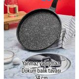 TAÇ Balık Tavası Gözleme Tavası 34 cm Döküm Granit
