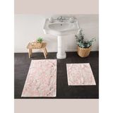 Taç Banyo Paspas Takımı 2'li Pamuklu Flower Pudra