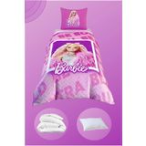 Taç Barbi Lisanslı Tek Kişilik Kapitoneli Uyku Seti + Yorgan + Yastık