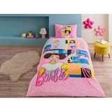 TAÇ Barbie Bright Standart Pamuk Nevresim Takımı, Pembe, Tek Kişilik