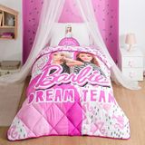 Taç Barbie Dream Team Tek Kişilik Yorgan Seti Taç Uyku Seti + Yastık - Pembe