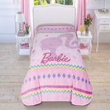 Taç Barbie Pink Lisanslı Karakter Baskılı%100 Polyester Battaniye, Çok Renkli, Tek Kişilik (160x220 cm)