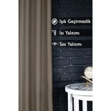 Taç Bej Blackout Işık Geçirmez Kornişli Karartma Saten Perde Lüks Fon Perde Bej Düz Dikim - 120 x 280 cm
