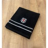 Taç Beşiktaş Arma 50x90 cm Pamuk Yüz Havlusu Nakışlı Desenli Şık Tasarım - Siyah - 50 x 90 cm