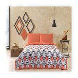 Taç Çarşaf Seti Pamuk Battaniye Polyester Harlow Nevresim Takımı Turuncu Tek Kişilik - 001-Renkli - 100 x 100 cm
