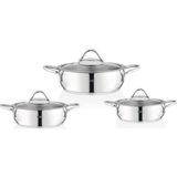 Taç Çelik Sahan Seti 6 Parça Paslanmaz Malzeme 14 cm 16 cm 18 cm Ebatlarla Şık Tasarım - Inox