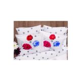 Taç Çiçek Desenli Saten Volanlı Kenar Yastık Kılıfı 2 Adet 50x70 Cm