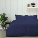 Taç Çift Kişilik Bambu Saten Nevresim Takımı Plain Mavi - 200 x 220 cm - Acı Kahve