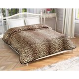 Taç Çift Kişilik Leopard Battaniye - 220 x 240 cm - Kahverengi