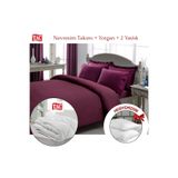 Taç Çift Kişilik Premium Basic Stripe Saten Nevresim Takımı Yorgan Yastık