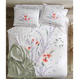Taç Çift Kişilik Ranforce Sunshine Throw Battaniyeli Kahve Fincanı Hediyeli Nevresim Takımı - Açık Yeşil - 200 x 220 cm