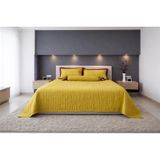 TAÇ Çift Kişilik Saten Yatak Örtüsü Battal Boy Gold V06 270x280 cm 2 Adet Yastık Kılıfı 50x70 cm 1 Adet Süs Yastığı 80 cm Jakar Saten Kumaş