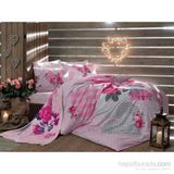 Taç Çift Kişilk Yatak Şalı Çift Kişilik Set Lavien Rose Nevresim Takımı