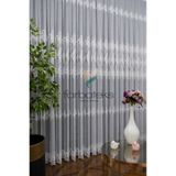 Taç Damask Sıra İşlemeli Ara Desenli Nakış İşlemeli Desen Tasarım Salon 1e3 Kat Pileli Tül Perdesi
