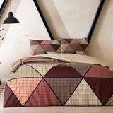 Taç Delta Ranforce Geometrik Desenli%100 Pamuk Nevresim Takımı, Kahverengi, Tek Kişilik