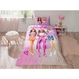 Taç Disney Barbie Lisanslı Nevresim Takımı - 160 x 220 cm - Açık Pembe