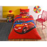 TAÇ Disney Cars Race Track Standart Pamuk Nevresim Takımı, Kırmızı, Tek Kişilik