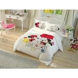 Taç Disney Minnie Mickey Çek Canlandır Pamuk Lisanslı Nevresim Takımı - Beyaz - 200 x 200 cm