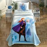 Taç Frozen 2 Sister Tek Kişilik Lisanslı Pike Takımı - Mavi