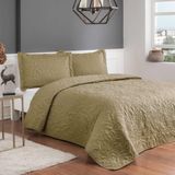 Taç Gala Kendinden Desenli%100 Polyester Yatak Örtüsü Seti, Gold, Tek Kişilik