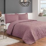 Taç Gala Kendinden Desenli%100 Polyester Yatak Örtüsü Seti, Pembe, Tek Kişilik