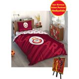 Taç Galatasaray Kırmızı Logo Pamuk Nevresim Takımı Mini 3D Portre Hediyeli - 160 x 220 cm