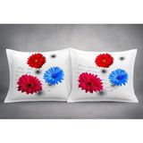 Taç Gerbera Model % 100 Pamuk Saten Volanlı Kenar 2 'li Yastık Kılıfı - Beyaz - Mavi - Pembe - 50x70