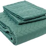 Taç Glory Kendinden Desenli%100 Polyester Yatak Örtüsü Seti, Yeşil, Çift Kişilik
