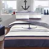Taç Harbor Ranforce Marin Desenli %100 Pamuk Lacivert Çift Kişilik Nevresim Takımı